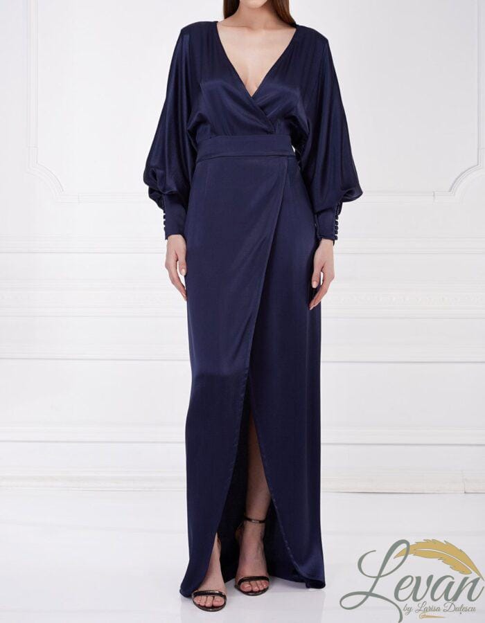 "La Giorgia" – Blu Notte in Raso con Maniche Lunghe - immagine 3