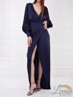 "La Giorgia" – Blu Notte in Raso con Maniche Lunghe